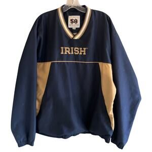 Notre Dame Windbreaker Pullover L Embroidered V-Neck Irish 58 Sports G-111
